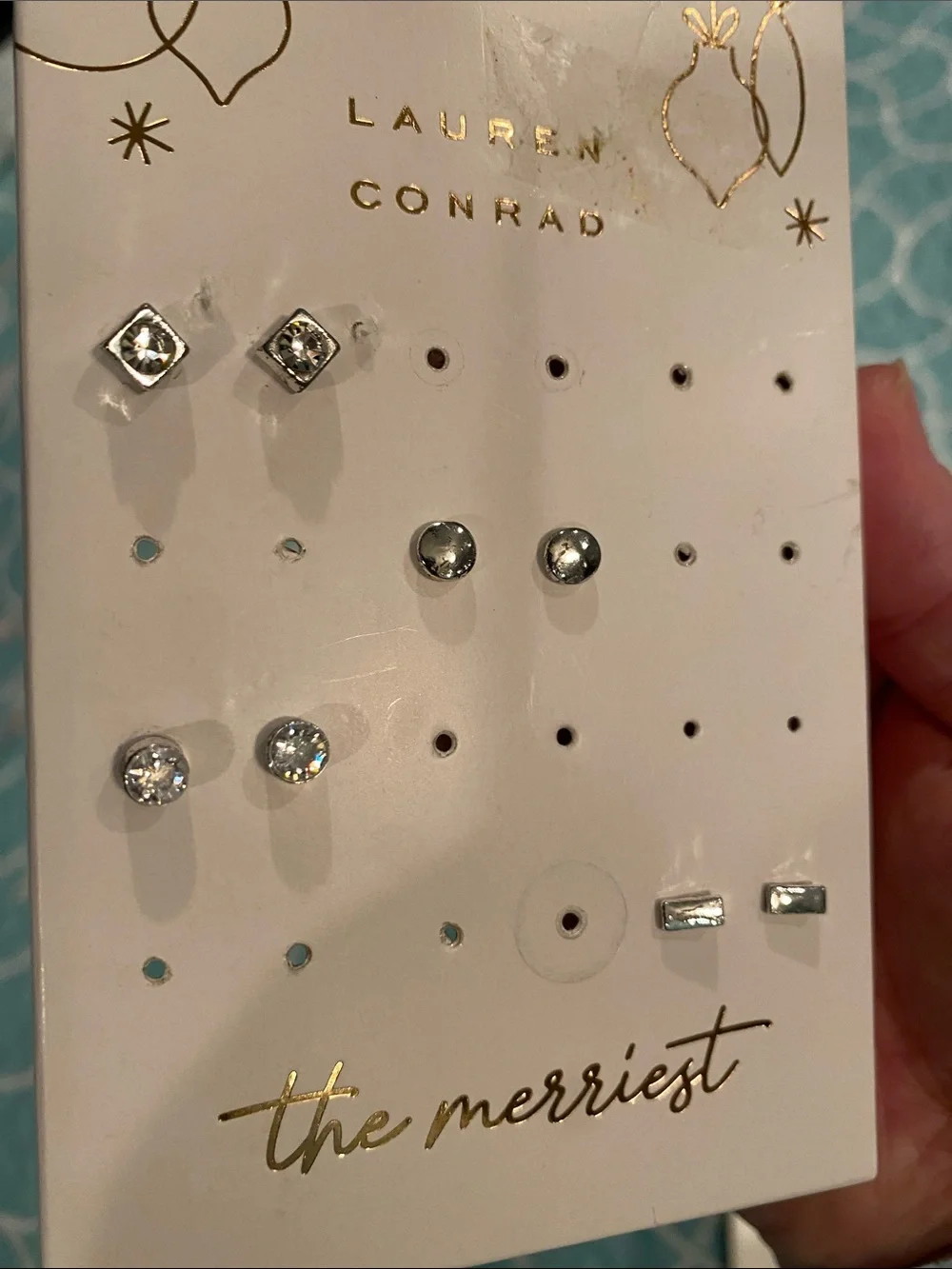 LC Lauren Conrad Silver Tone Stud Earring Set - Shiny Silver